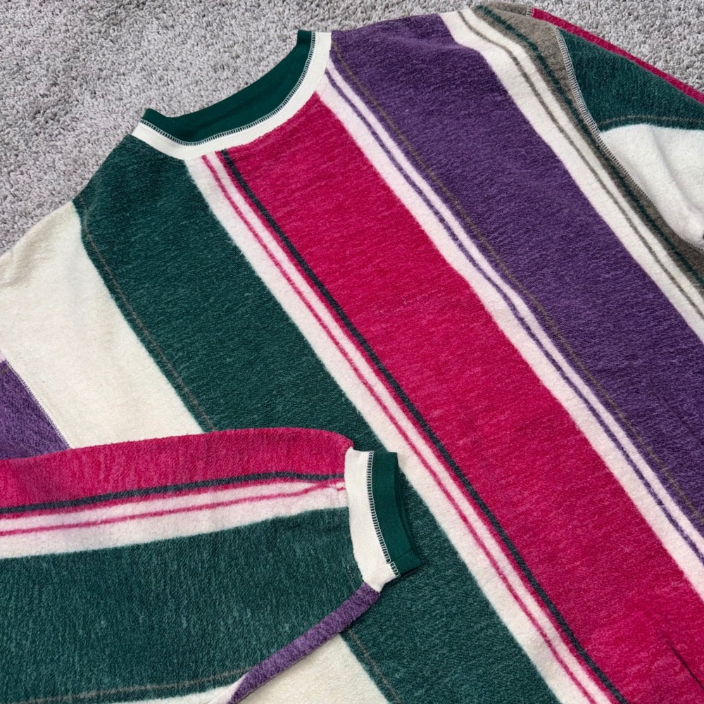 Vintage 1877 Bachrach Striped Crewneck Mens Vertical Stripe Multicolor L EXCL